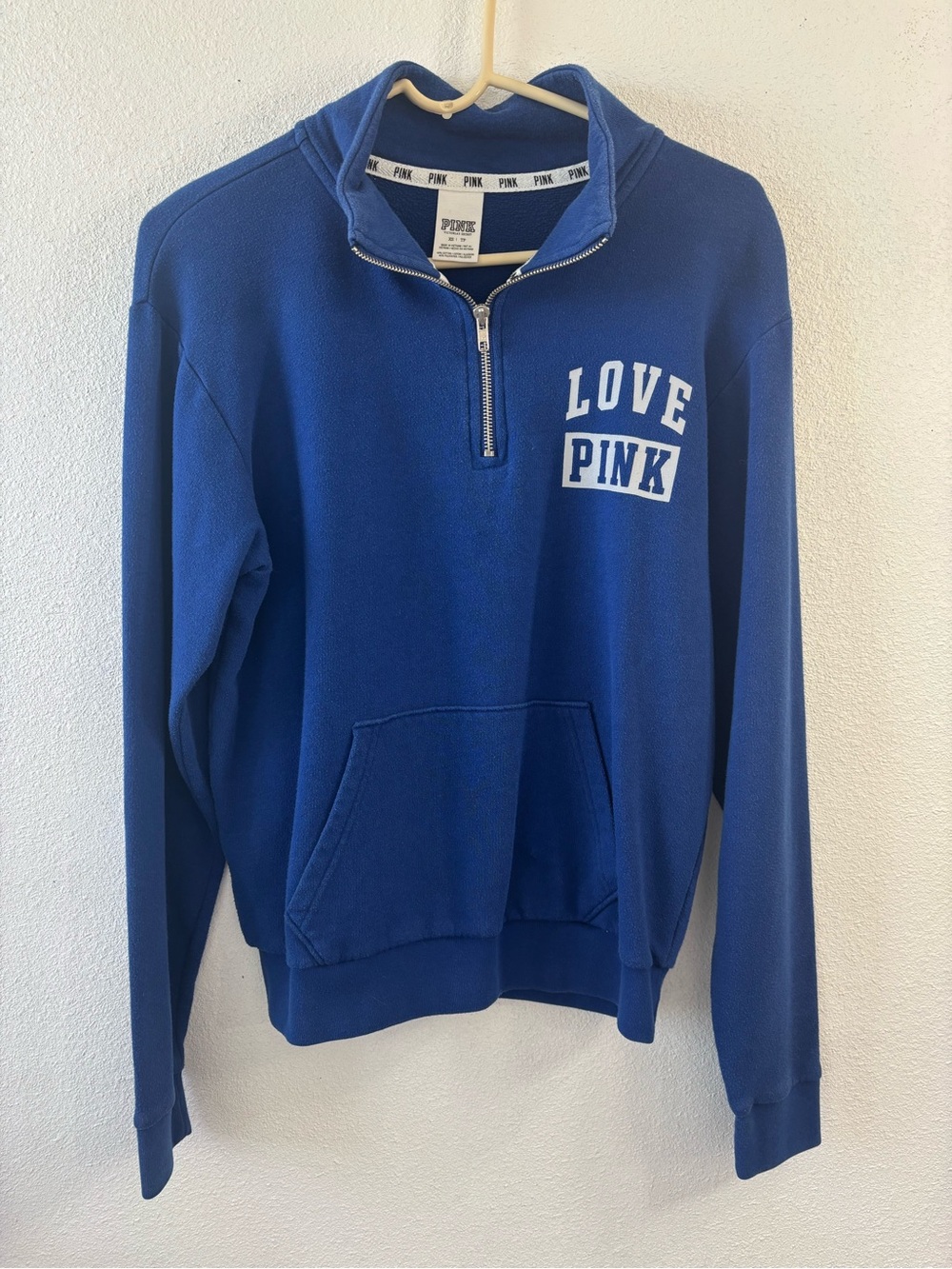 PINK Victoria's Secret Royal Blue Half-Zip Sweatshirt Women’s Size XS